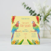 Uitnodiging tot het Baby shower Tropical Macaw Par (Staand voorkant)