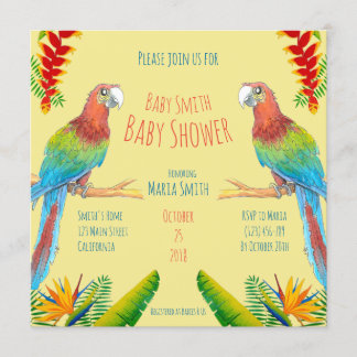 Uitnodiging tot het Baby shower Tropical Macaw Par