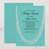 Uitnodiging tot het Baby shower Turquoise en Pearl (Voorkant / Achterkant)