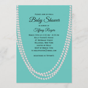 Uitnodiging tot het Baby shower Turquoise en Pearl