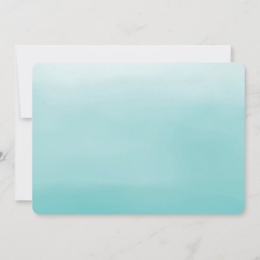 Uitnodiging tot het Baby shower Turquoise Ombre Bo (Achterkant)