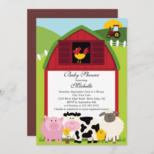 Uitnodiging tot het Baby shower van Baby (Voorkant / Achterkant)