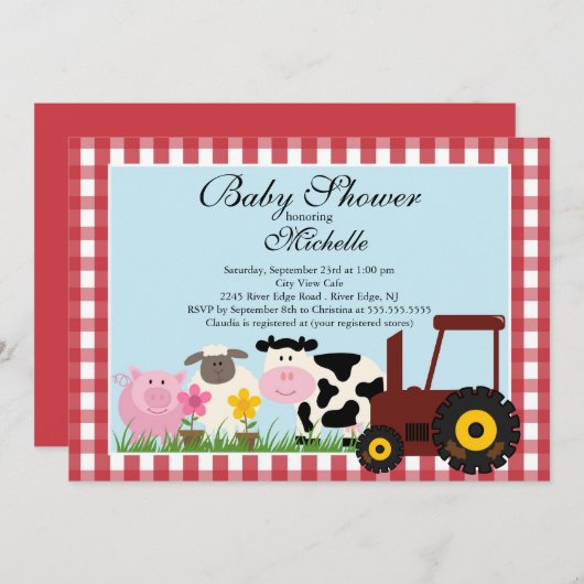 Uitnodiging tot het Baby shower van Baby (Voorkant / Achterkant)