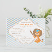 Uitnodiging tot het Baby shower van Baseball Lion (Staand voorkant)