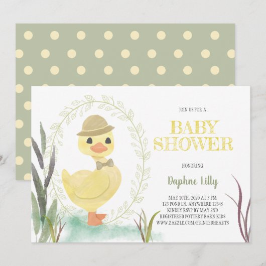 Uitnodiging tot het Baby shower van beestjes - Sag (Voorkant / Achterkant)