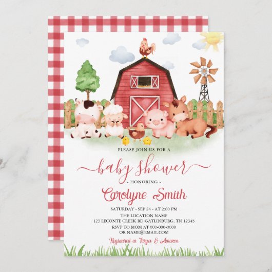 Uitnodiging tot het Baby shower van bewerkbare lan (Voorkant / Achterkant)