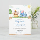 Uitnodiging tot het Baby shower van bewerkbare pad (Staand voorkant)