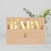 Uitnodiging tot het Baby shower van Cream Honey Be (Staand Voorkant)