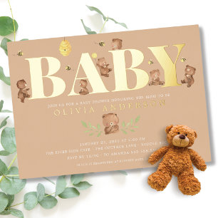 Uitnodiging tot het Baby shower van Cream Honey Be