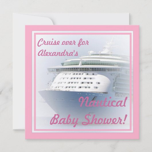Uitnodiging tot het Baby shower van cruiseschepen (Voorkant)