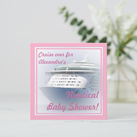 Uitnodiging tot het Baby shower van cruiseschepen (Staand voorkant)