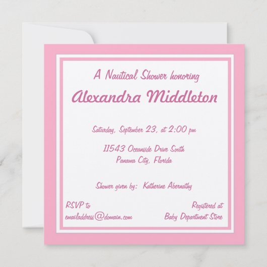 Uitnodiging tot het Baby shower van cruiseschepen (Achterkant)