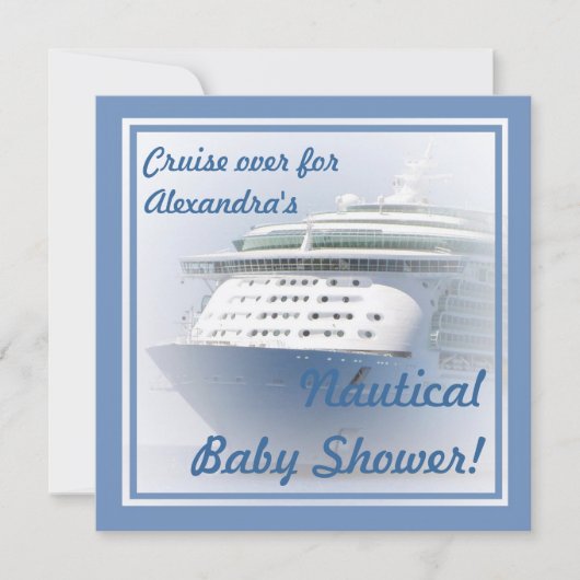 Uitnodiging tot het Baby shower van cruiseschepen (Voorkant)
