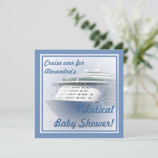Uitnodiging tot het Baby shower van cruiseschepen (Staand voorkant)