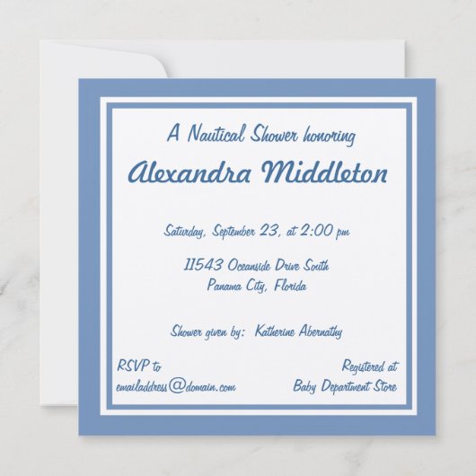 Uitnodiging tot het Baby shower van cruiseschepen (Achterkant)