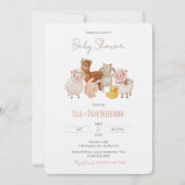 Uitnodiging tot het Baby shower van "Cute Farm Ani (Voorkant)