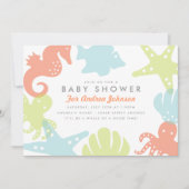 Uitnodiging tot het Baby shower van Cute Ocean Cri (Voorkant)