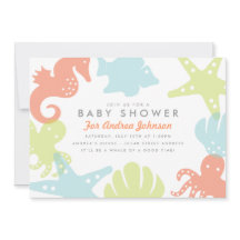 Uitnodiging tot het Baby shower van Cute Ocean Cri
