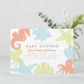Uitnodiging tot het Baby shower van Cute Ocean Cri (Staand voorkant)