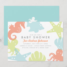 Uitnodiging tot het Baby shower van Cute Ocean Cri