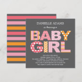 Uitnodiging tot het Baby shower van Cutout - Girl (Voorkant / Achterkant)