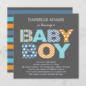 Uitnodiging tot het Baby shower van Cutout Letters (Voorkant / Achterkant)