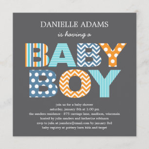 Uitnodiging tot het Baby shower van Cutout Letters