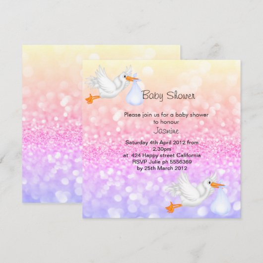 Uitnodiging tot het baby shower van de parelmok (Voorkant / Achterkant)