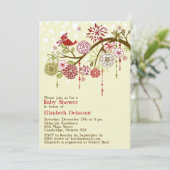  uitnodiging tot het Baby shower van de Rode Bird (Staand voorkant)