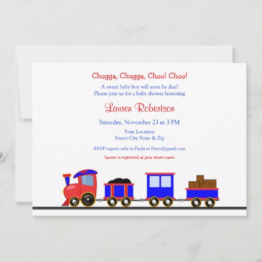 Uitnodiging tot het Baby shower van de rode en bla (Voorkant)