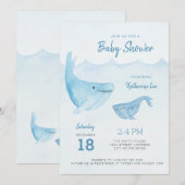 Uitnodiging tot het Baby shower van de walvisvaart (Voorkant / Achterkant)