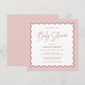 Uitnodiging tot het Baby shower van de Wavy Border (Voorkant / Achterkant)