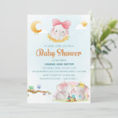 Uitnodiging tot het Baby shower van dieren (Staand voorkant)