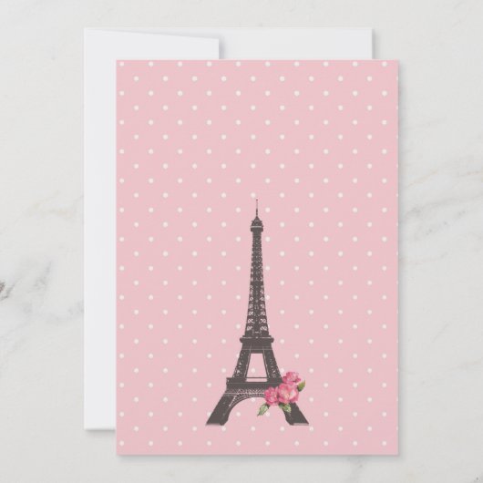 Uitnodiging tot het Baby shower van Eiffeltoren in (Achterkant)