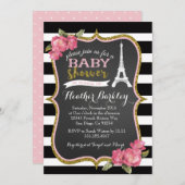 Uitnodiging tot het Baby shower van Eiffeltoren in (Voorkant / Achterkant)