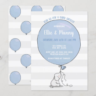 Uitnodiging tot het Baby shower van Elephant en Ba