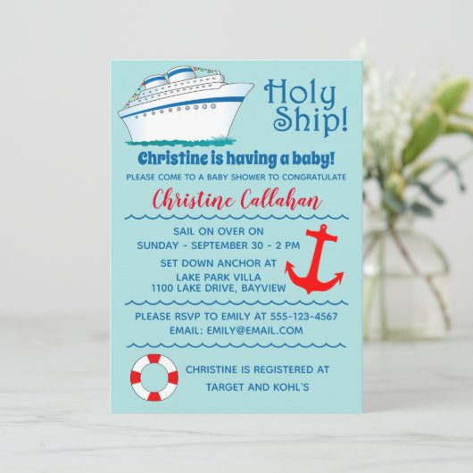 uitnodiging tot het Baby shower van het Heilige S (Staand voorkant)