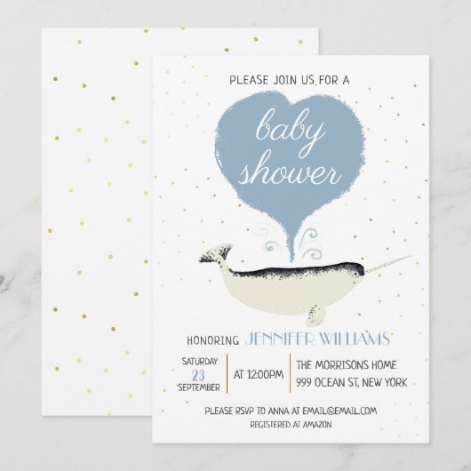 Uitnodiging tot het Baby shower van het liefdadig  (Voorkant / Achterkant)