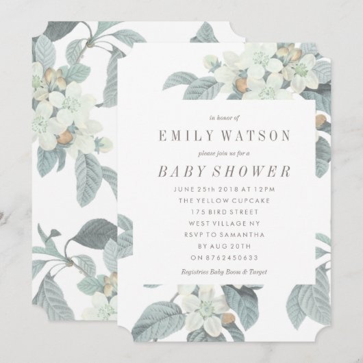 Uitnodiging tot het Baby shower van het prachtige (Voorkant / Achterkant)