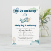 Uitnodiging tot het Baby shower van het vliegtuig  (Staand voorkant)
