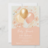 Uitnodiging tot het Baby shower van Kute Peach-bal (Voorkant)