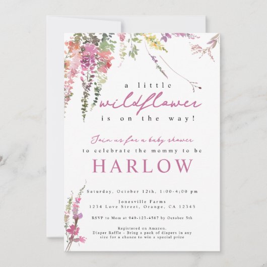 Uitnodiging tot het Baby shower van lente-wilde-bl (Voorkant)