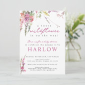 Uitnodiging tot het Baby shower van lente-wilde-bl (Staand voorkant)