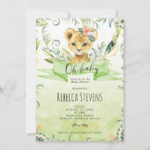 Uitnodiging tot het baby shower van Lion cub tropi (Voorkant)