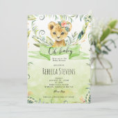 Uitnodiging tot het baby shower van Lion cub tropi (Staand voorkant)