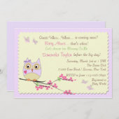 Uitnodiging tot het Baby shower van Owl en Butterf (Voorkant / Achterkant)
