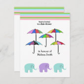 Uitnodiging tot het Baby shower van paraplu's en e (Voorkant / Achterkant)