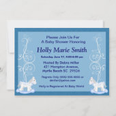 Uitnodiging tot het Baby shower van Rocking Horse  (Achterkant)