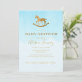 Uitnodiging tot het Baby shower van Rocking Horse (Staand voorkant)