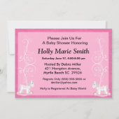 Uitnodiging tot het Baby shower van Rocking Horse  (Achterkant)